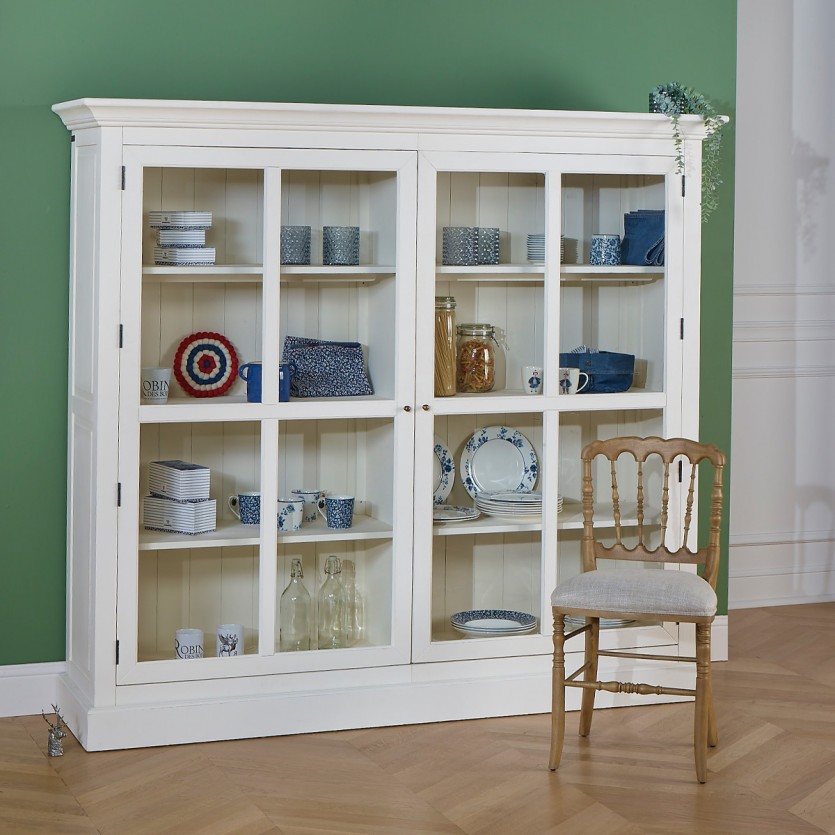 KENNETH - Vitrine estilo romântico em madeira pintada, 2 portas