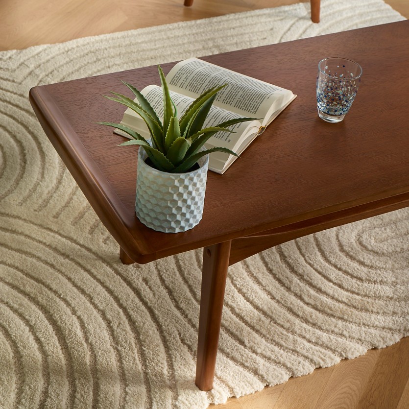DALHIA coffee table – Nordic style, solid wood legs, walnut finish