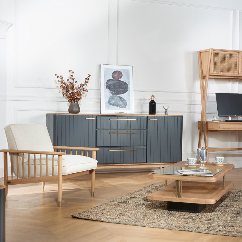 JOËL - Buffet de salle à manger style moderne en bois, 190 cm