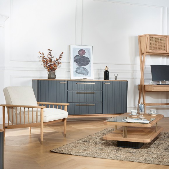 JOËL - Buffet de salle à manger style moderne en bois, 190 cm