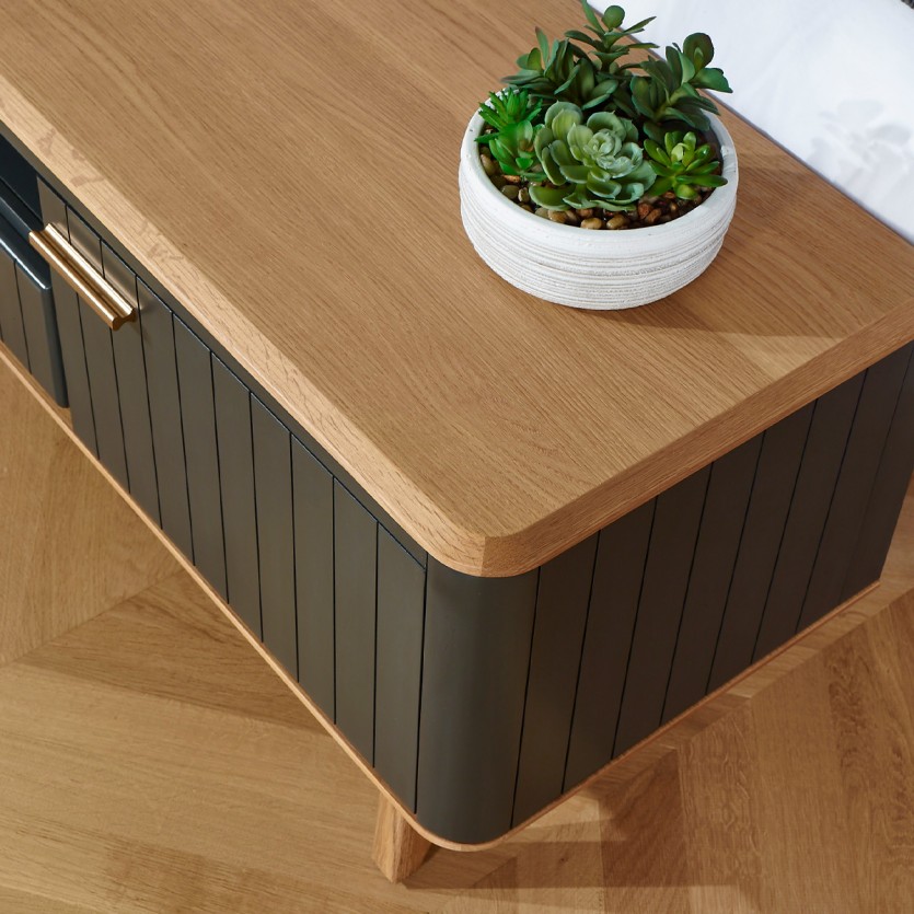 JOËL - Meuble TV style moderne en chêne, 160 cm, 2 portes, 1 tiroir