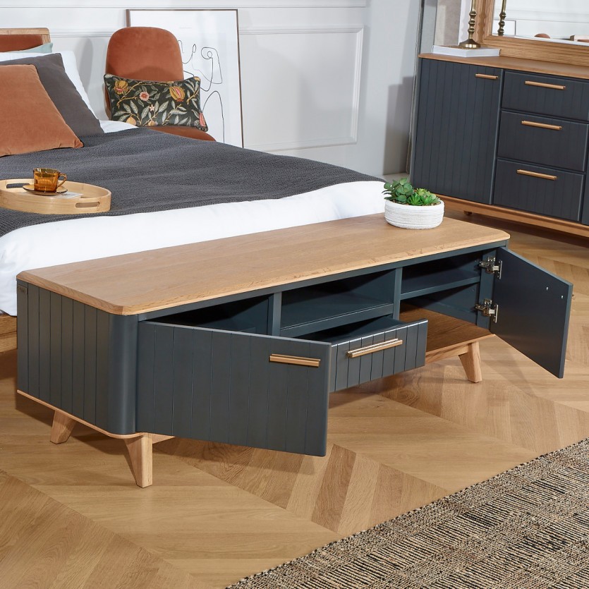 JOËL - Moderner TV-Schrank aus Eiche, 160 cm, 2 Türen, 1 Schublade