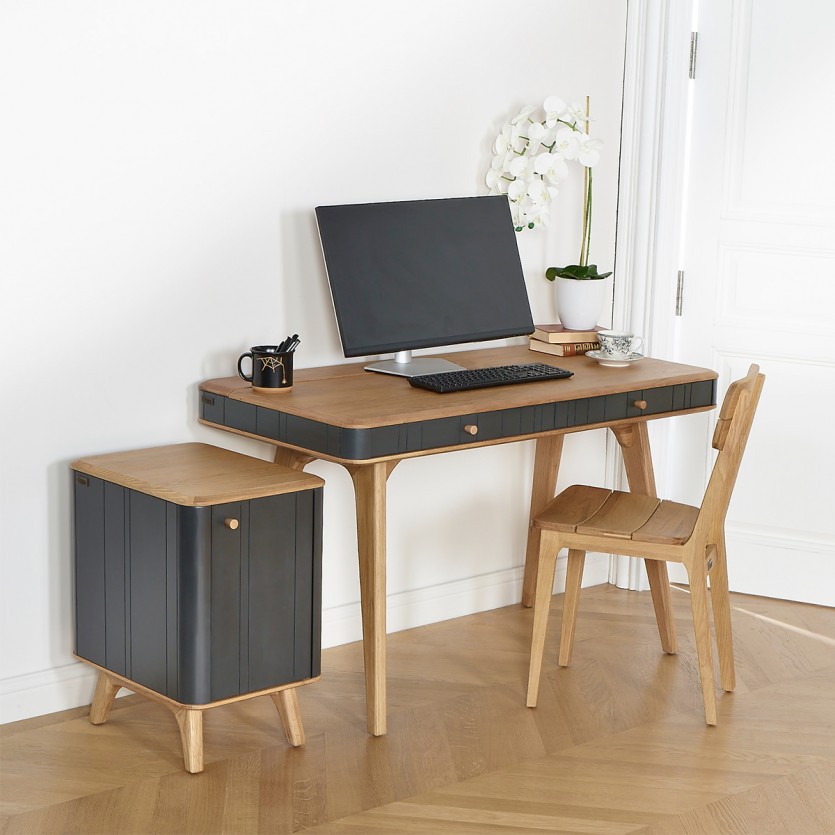 KYOTO Desk - Modern style, oak top, 2 drawers