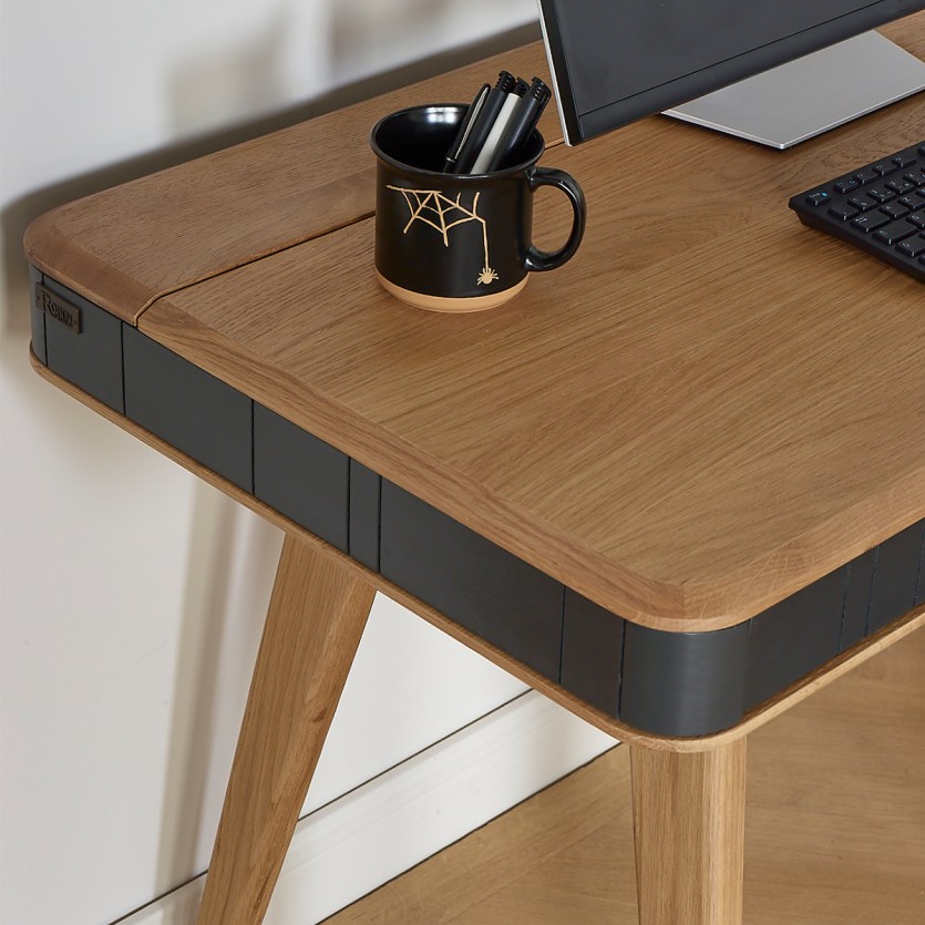 Bureau KYOTO - Style moderne, plateau en chêne, 2 tiroirs