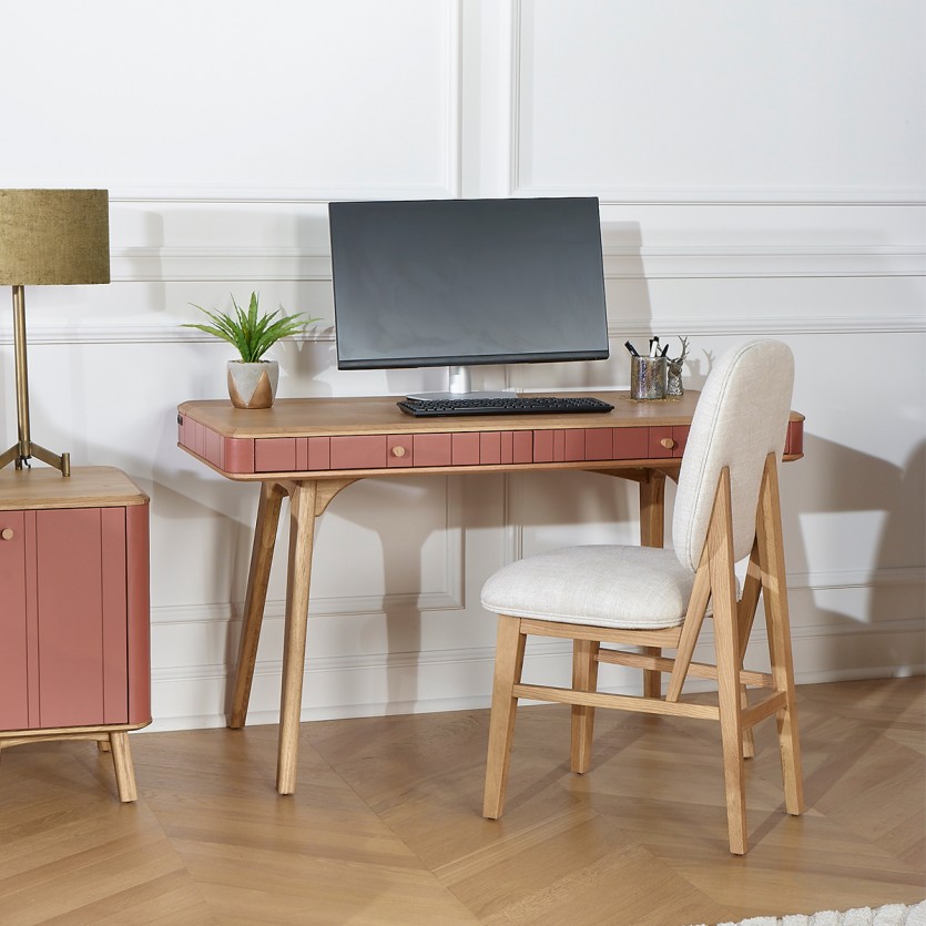 Bureau KYOTO - Style moderne, plateau en chêne, 2 tiroirs