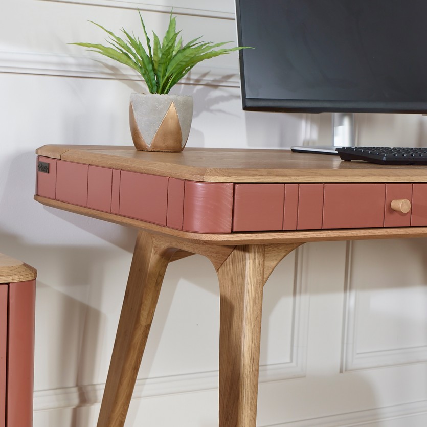 Bureau KYOTO - Style moderne, plateau en chêne, 2 tiroirs