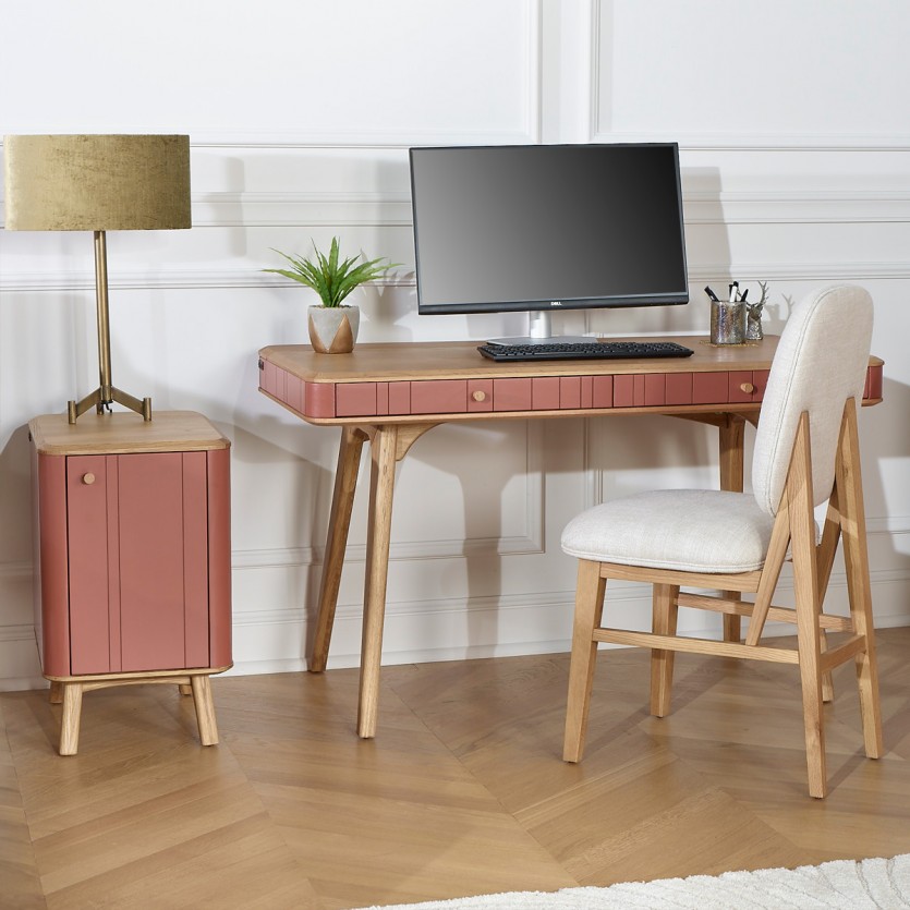 Bureau KYOTO - Style moderne, plateau en chêne, 2 tiroirs