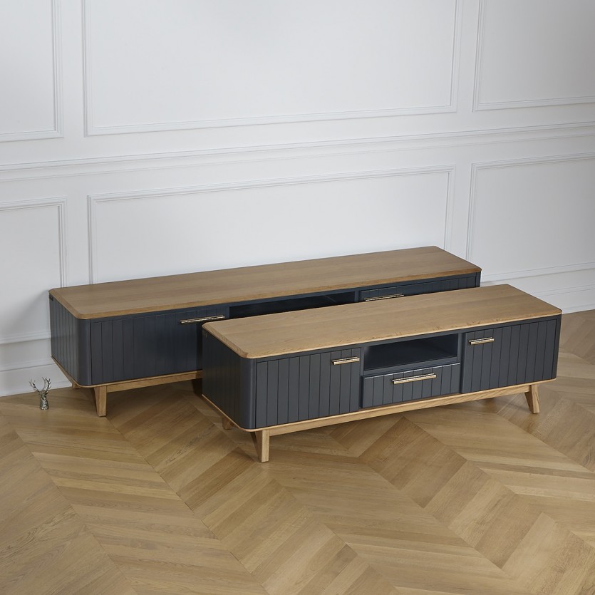 JOËL - Moderner TV-Schrank aus Eiche, 210 cm, 2 Türen, 1 Schublade