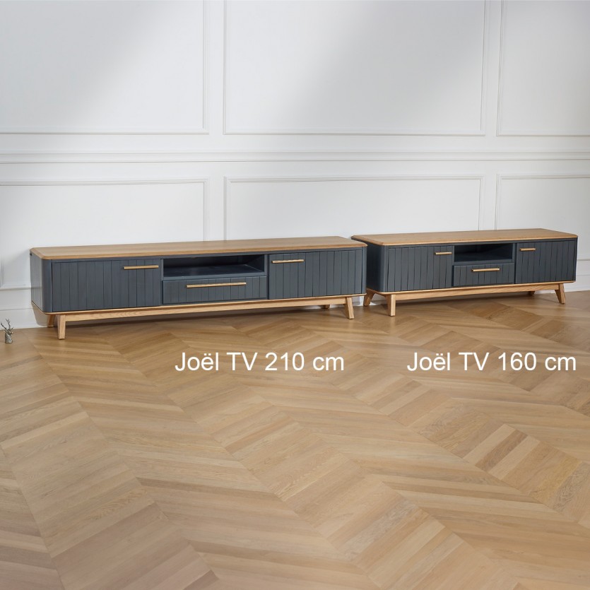 JOËL - Meuble TV style moderne en chêne, 210 cm, 2 portes, 1 tiroir