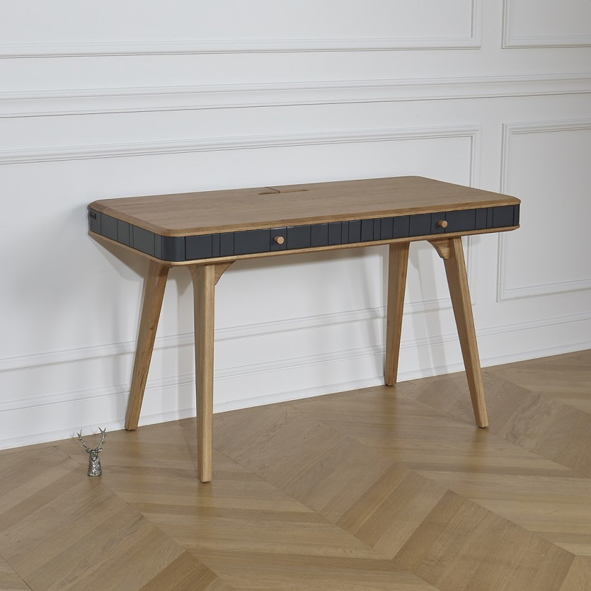 Bureau KYOTO - Style moderne, plateau en chêne, 2 tiroirs