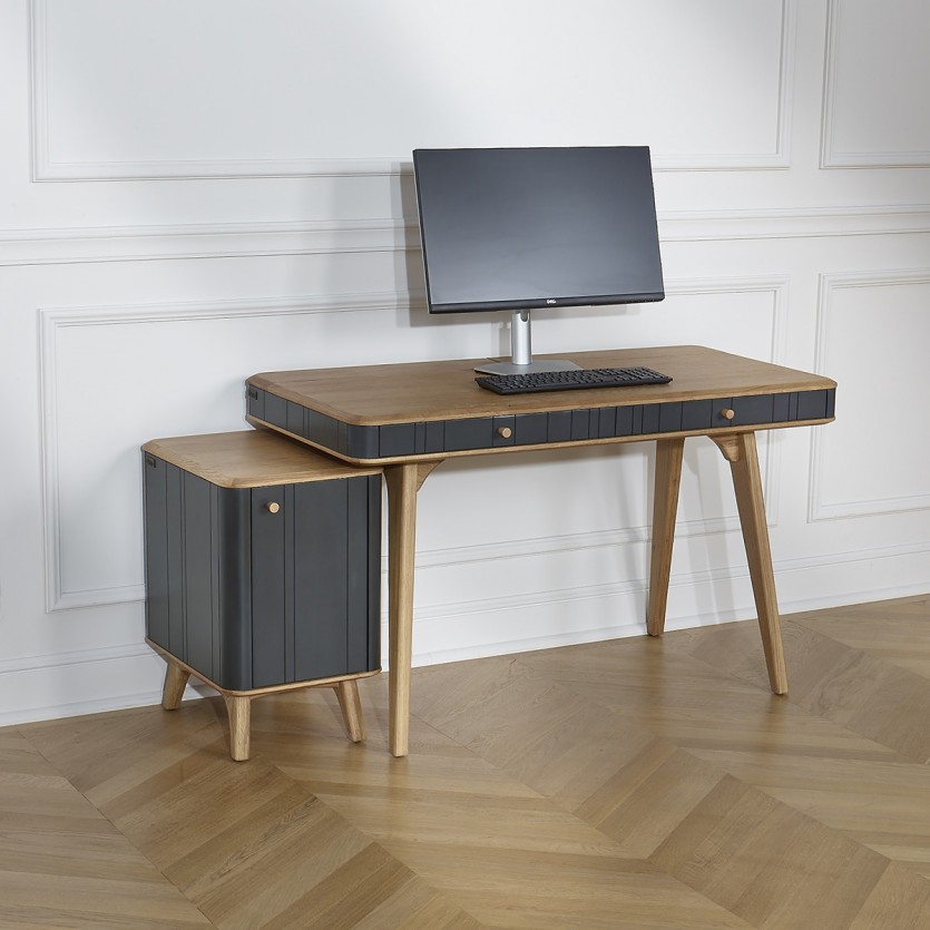 KYOTO Desk - Modern style, oak top, 2 drawers