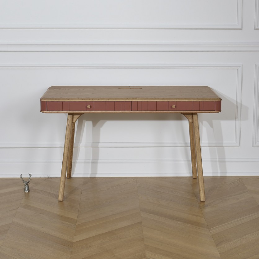 Bureau KYOTO - Style moderne, plateau en chêne, 2 tiroirs