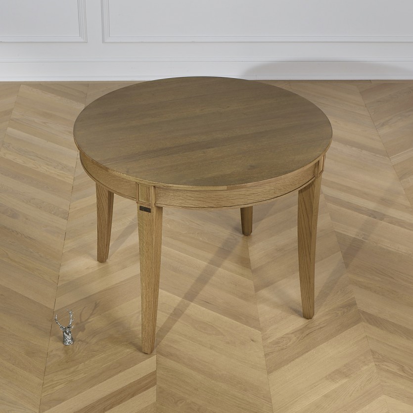 Mesa redonda de comedor HAUSSMANN - Estilo romántico en roble, 4 cubiertos