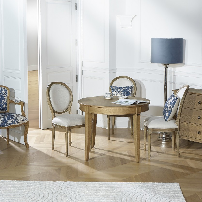Mesa redonda de jantar HAUSSMANN - Estilo romântico em carvalho, 4 lugares