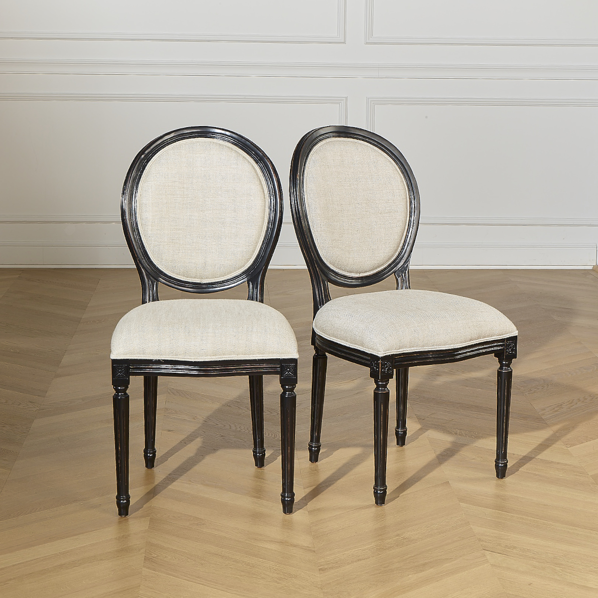 Lot 2 chaise tissu en lin premium